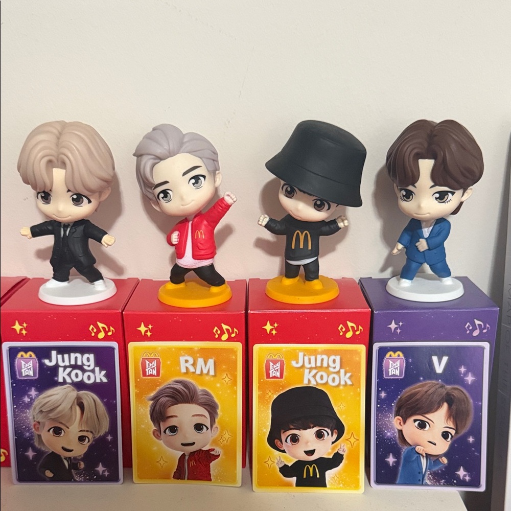 McDonald's BTS Character Figures - Red, Black, Blue
